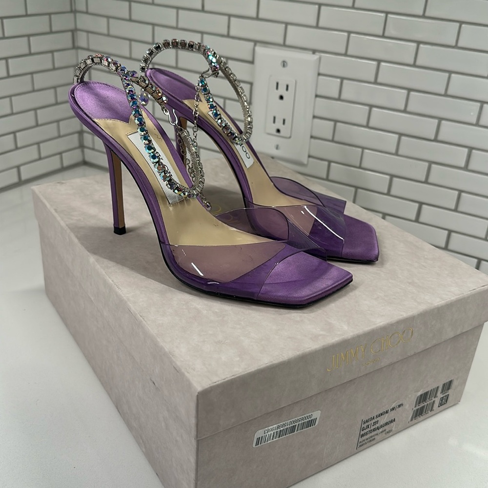 Jimmy Choo Saeda Sandal 100 Size 38.5 in Wisteria/Aurora